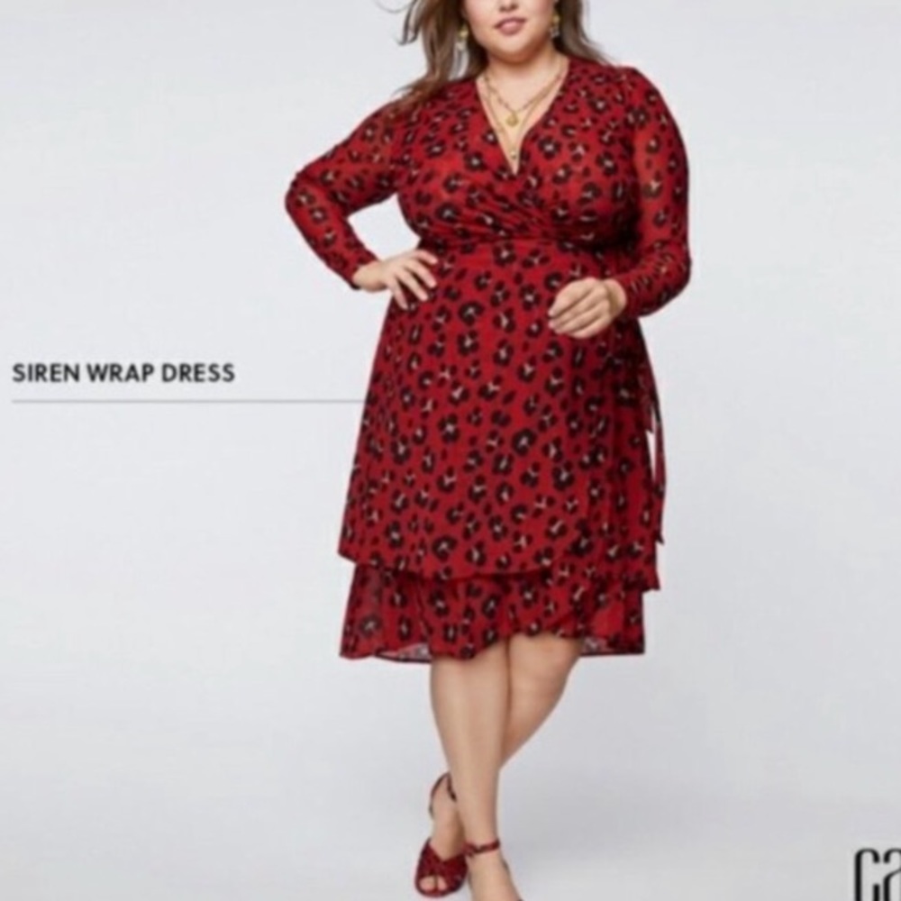Cabi Long Sleeve Wrap Dress Animal Print